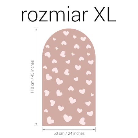 Naklejka na ścianę łuk różowy vintage - serca XL