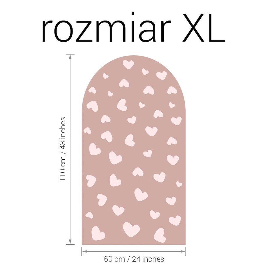 Naklejka na ścianę łuk różowy vintage - serca XL