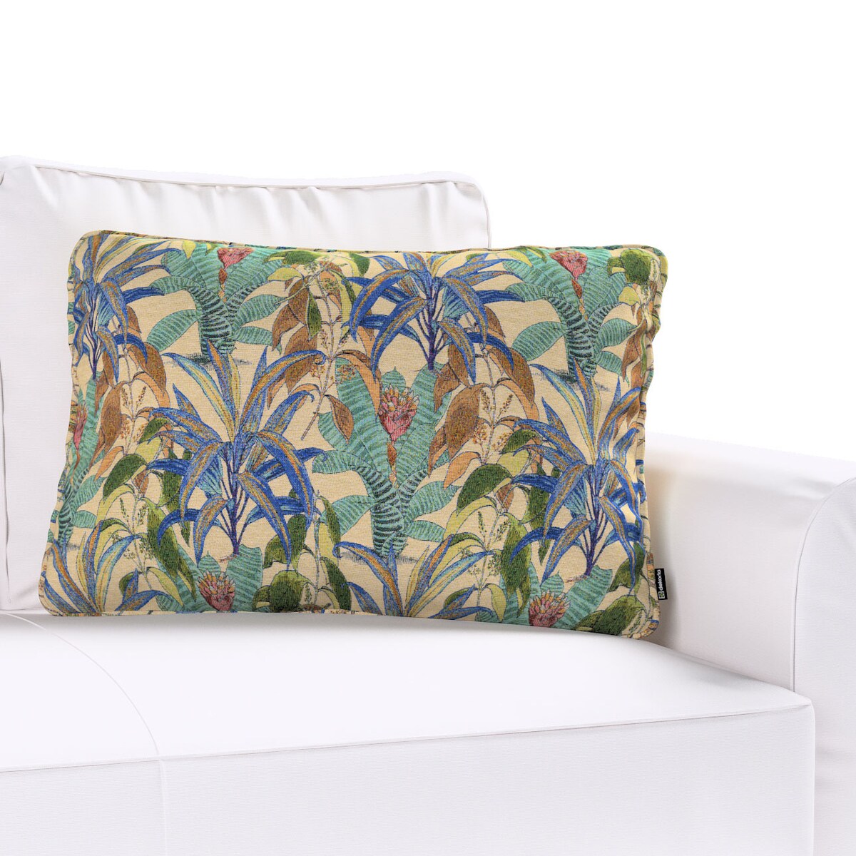Poszewka Gabi na poduszkę prostokątna 60x40 zielono-niebieskie motywy roślinne