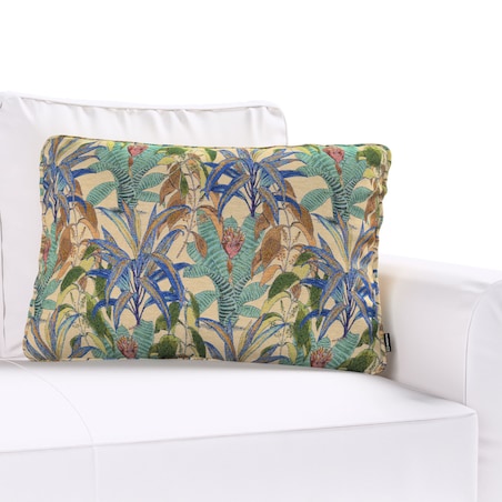 Poszewka Gabi na poduszkę prostokątna 60x40 zielono-niebieskie motywy roślinne
