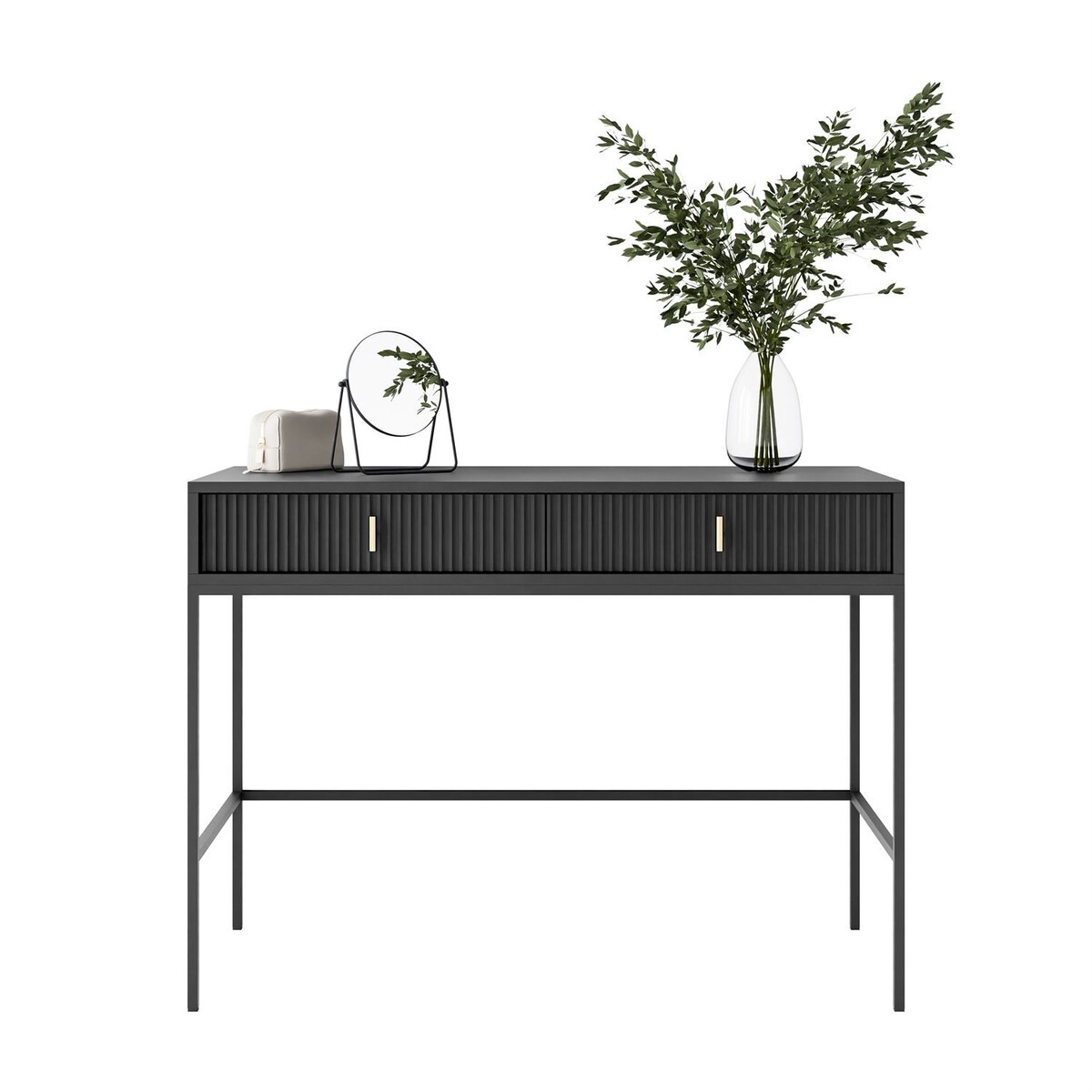 Konsola MIDNIGHT z szufladami na czarnym stelażu, czarna