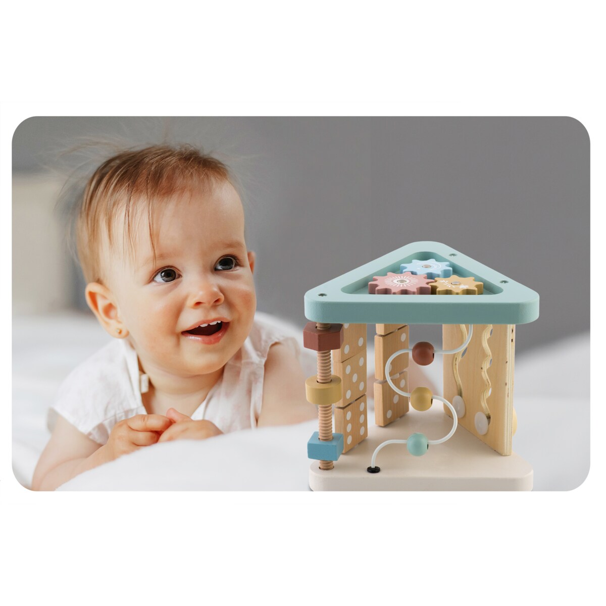 Zabawka drewniana sensoryczna kostka edukacyjna Nukido