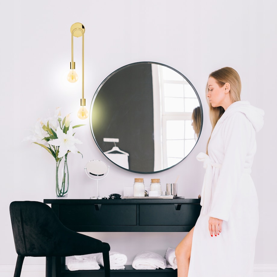 Lampa Ścienna Kinkiet Złoty Nowoczesny Gold Shiny