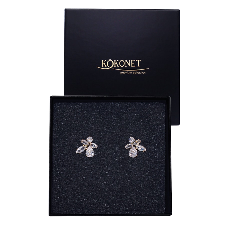 POZŁACANE małe kolczyki eleganckie krótkie sztyfty zatyczki CYRKONIE