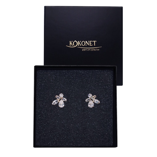 POZŁACANE małe kolczyki eleganckie krótkie sztyfty zatyczki CYRKONIE