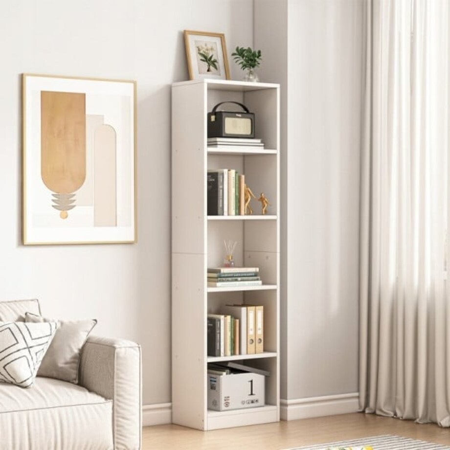 Biały regał stojący na książki półki wysoki nowoczesny słupek loft 182cm