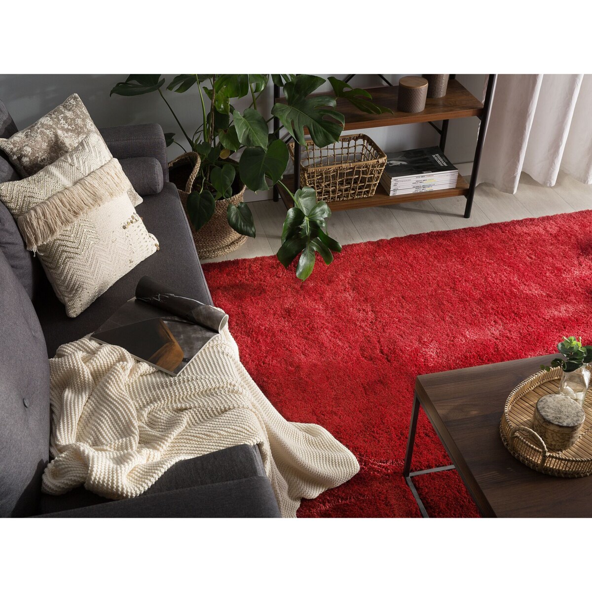 Dywan shaggy 200 x 300 cm czerwony EVREN