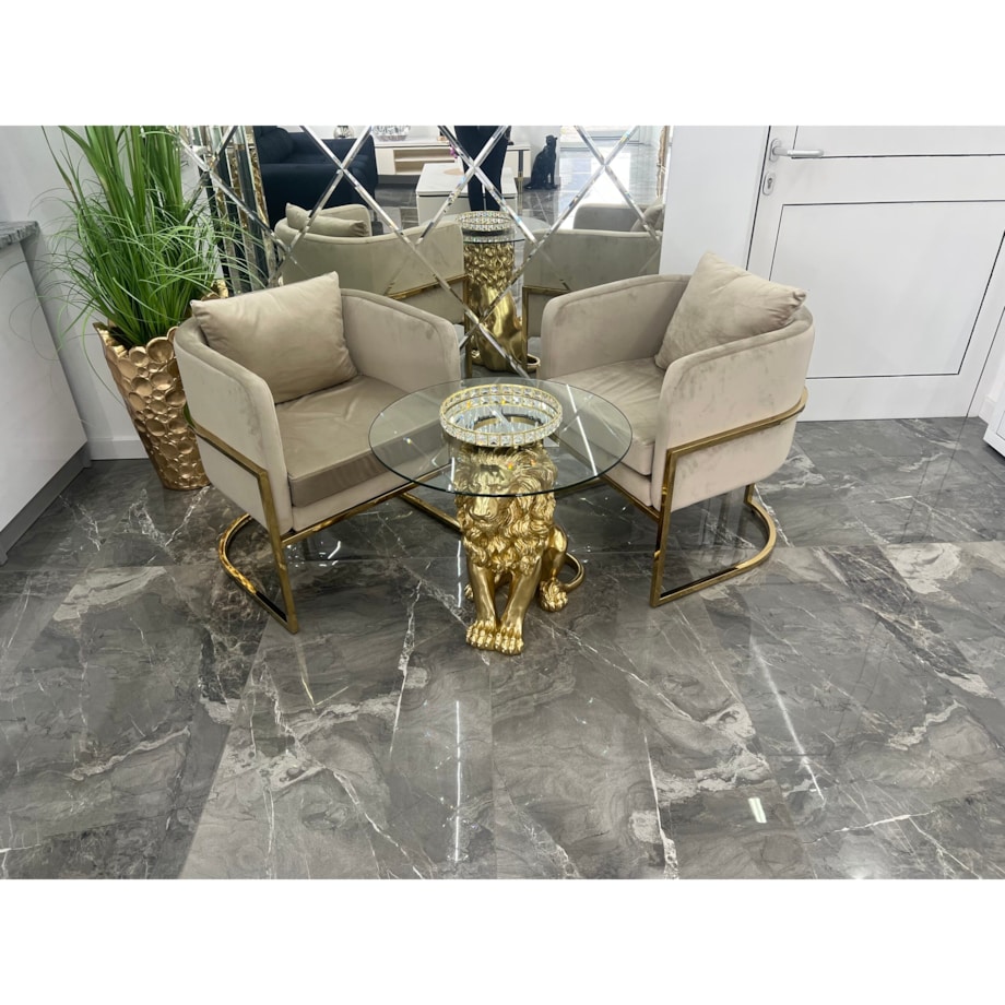 Stolik kawowy nowojorski złoty Lew Premium 60x60x62