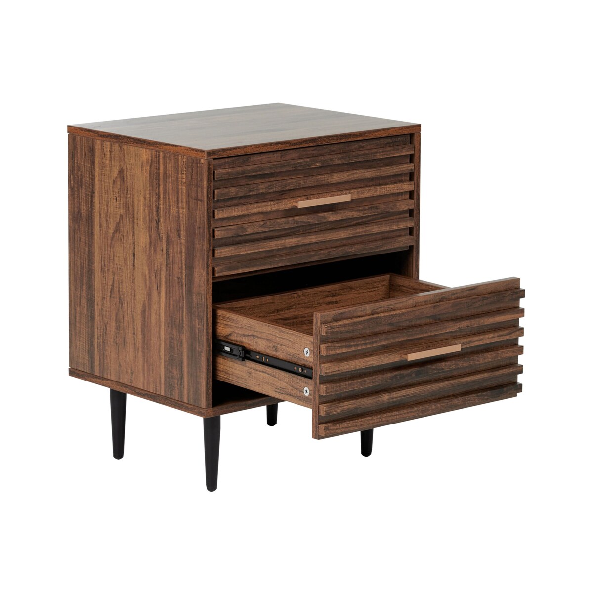 Szafka nocna 2 szuflady MDF Ciemne drewno KEITH