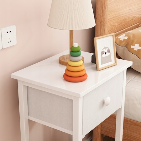 Stolik nocny komoda szafka z szufladą półką biały do sypialni salonu 38 cm