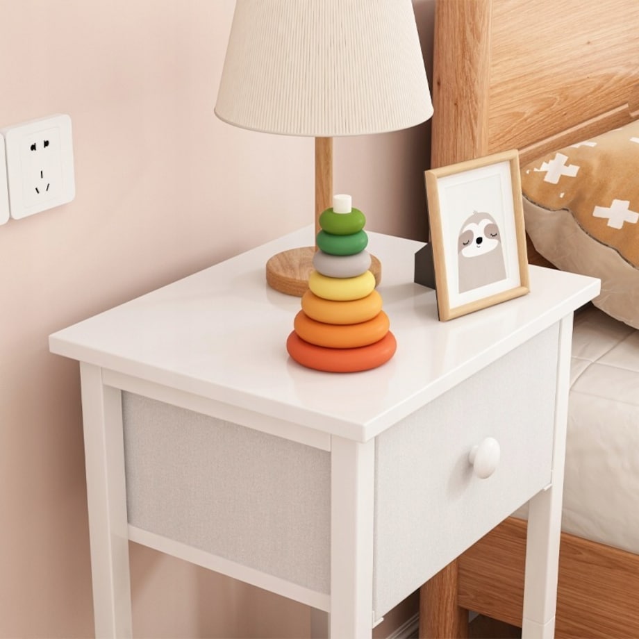 Stolik nocny komoda szafka z szufladą półką biały do sypialni salonu 38 cm