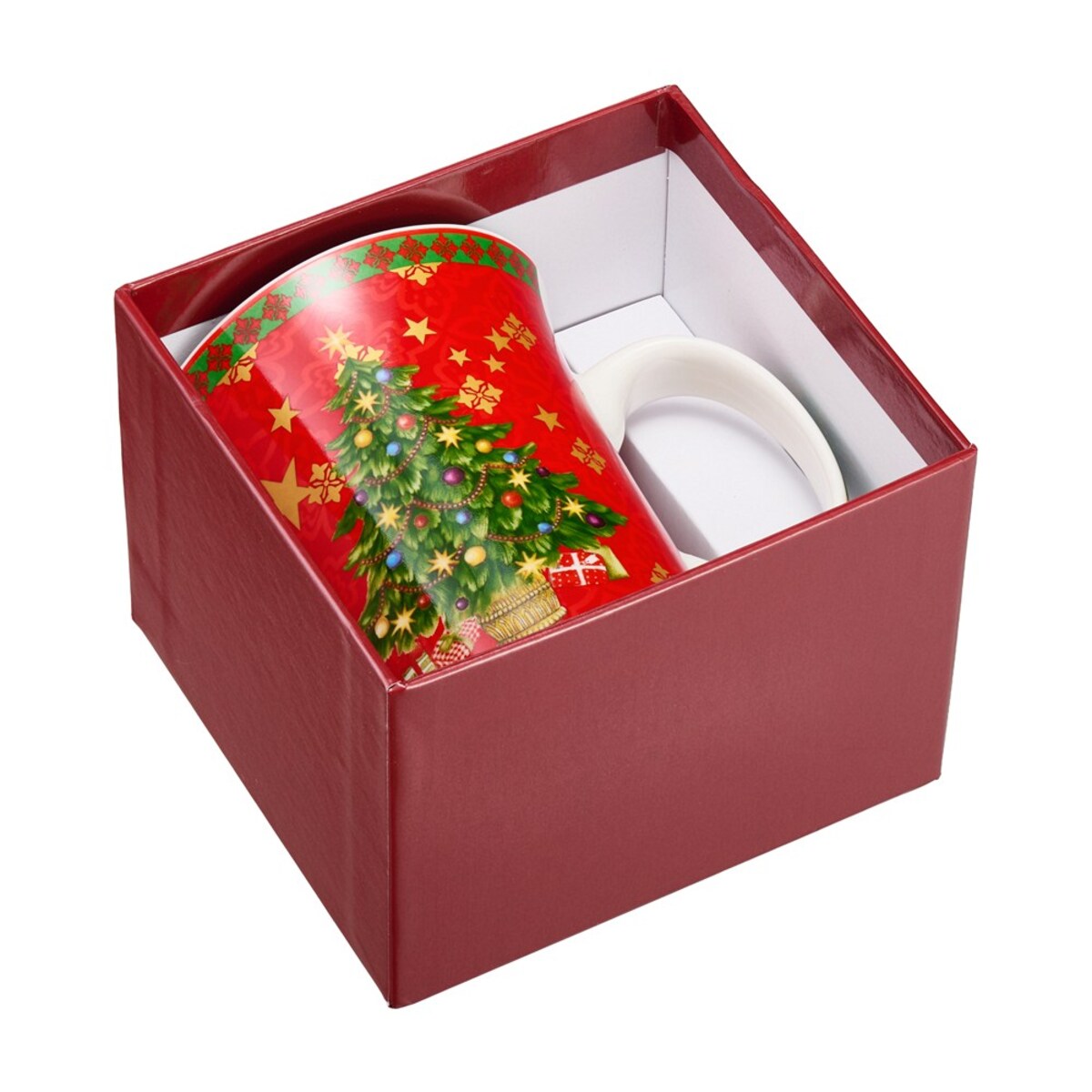 VILLA ITALIA Kubek świąteczny na prezent porcelanowy czerwony SILENT NIGHT