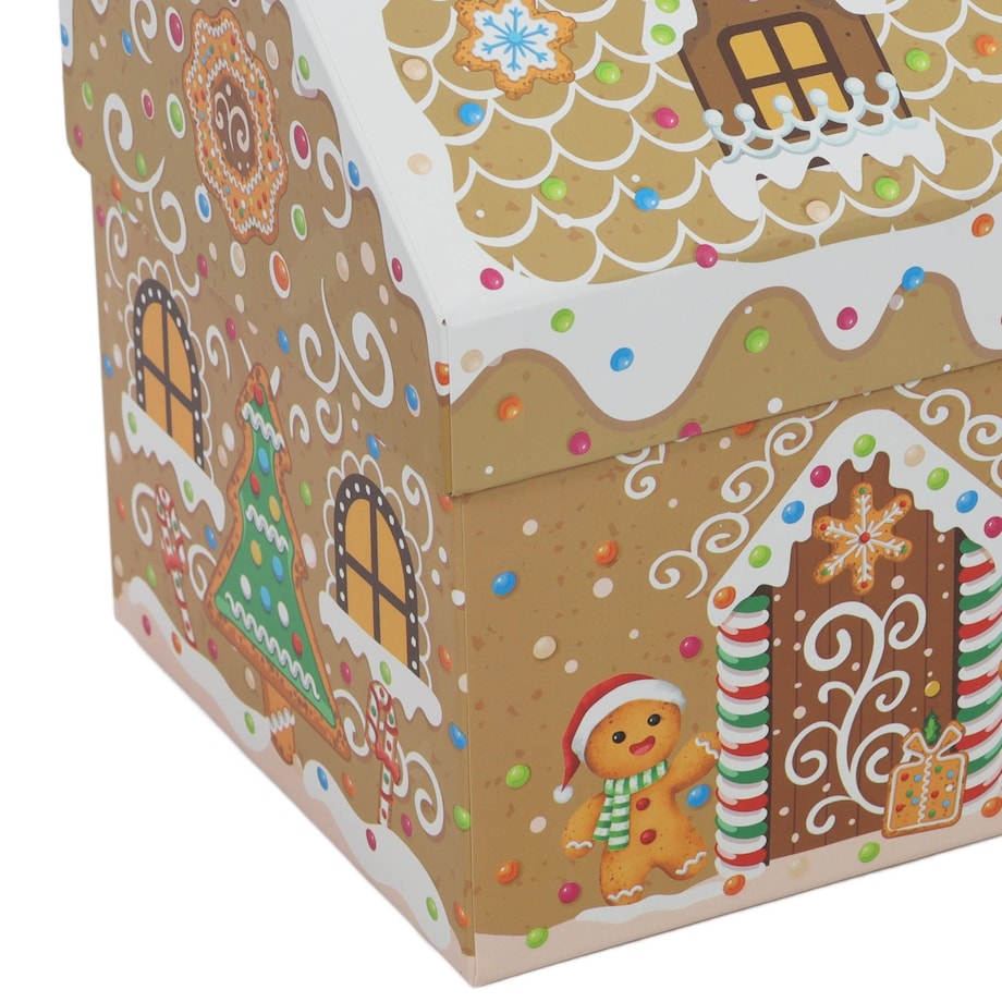 Pudełka dekoracyjne 2 szt. 18x15 cm CHATKI beżowe