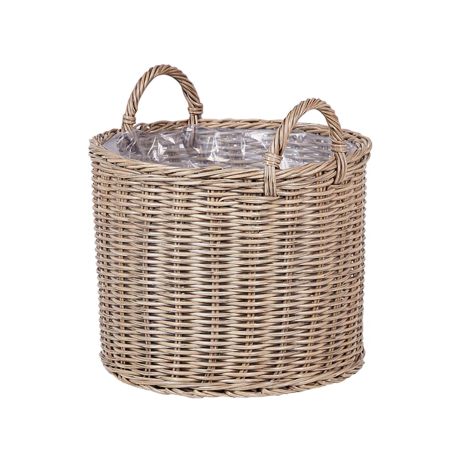 Zestaw 3 koszy na kwiaty z technorattanu brązowy PENDULA