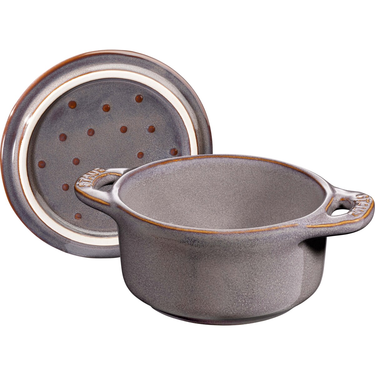 Staub Mini Cocotte Okrągły, 4 szt. - 200 ml, Antyczny szary