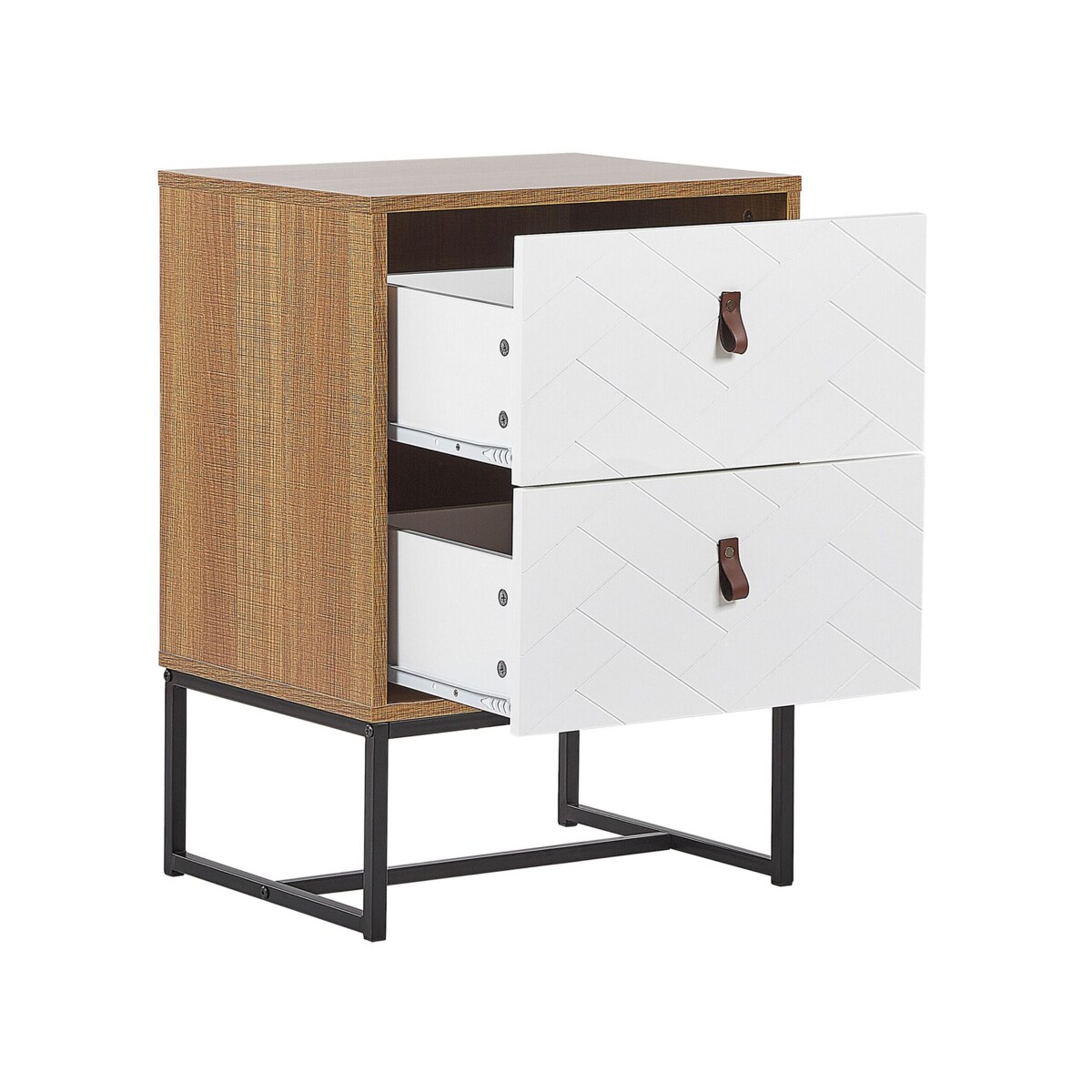 Szafka nocna jasne drewno z białym NUEVA