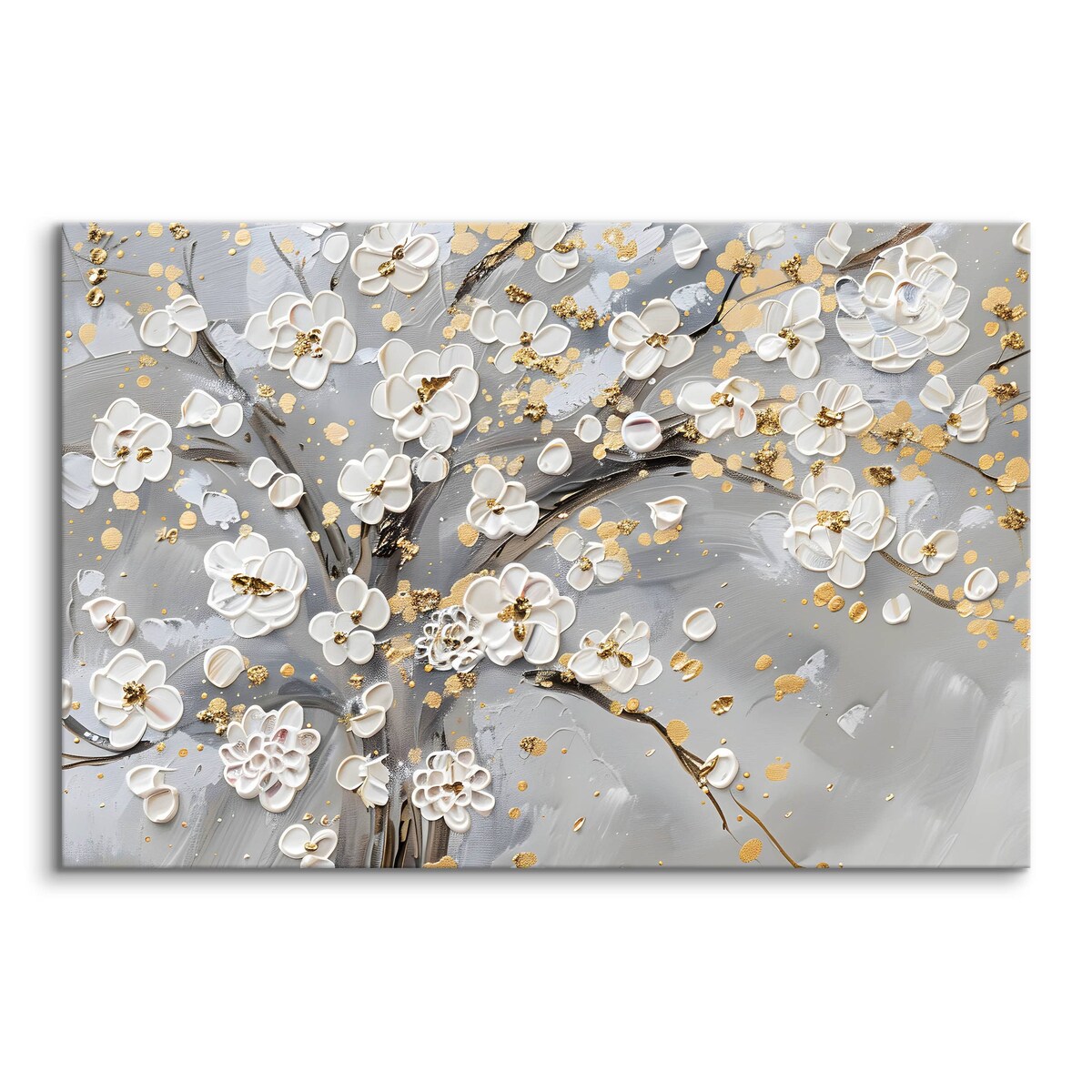 Obraz Ścienny Do Sypialni Salonu Kwiaty Abstrakcja Malarstwo Beton 120x80cm