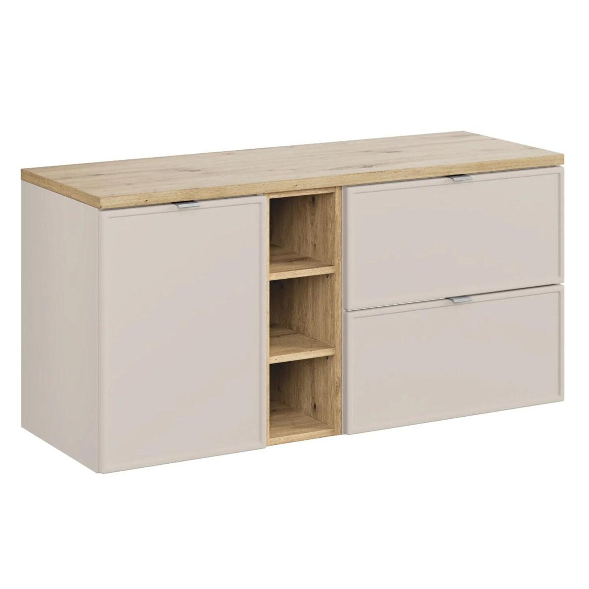 Szafka pod umywalkę nablatową BELLA CASHMERE 60cm kaszmir/dąb artisan - zestaw z blatem 120cm