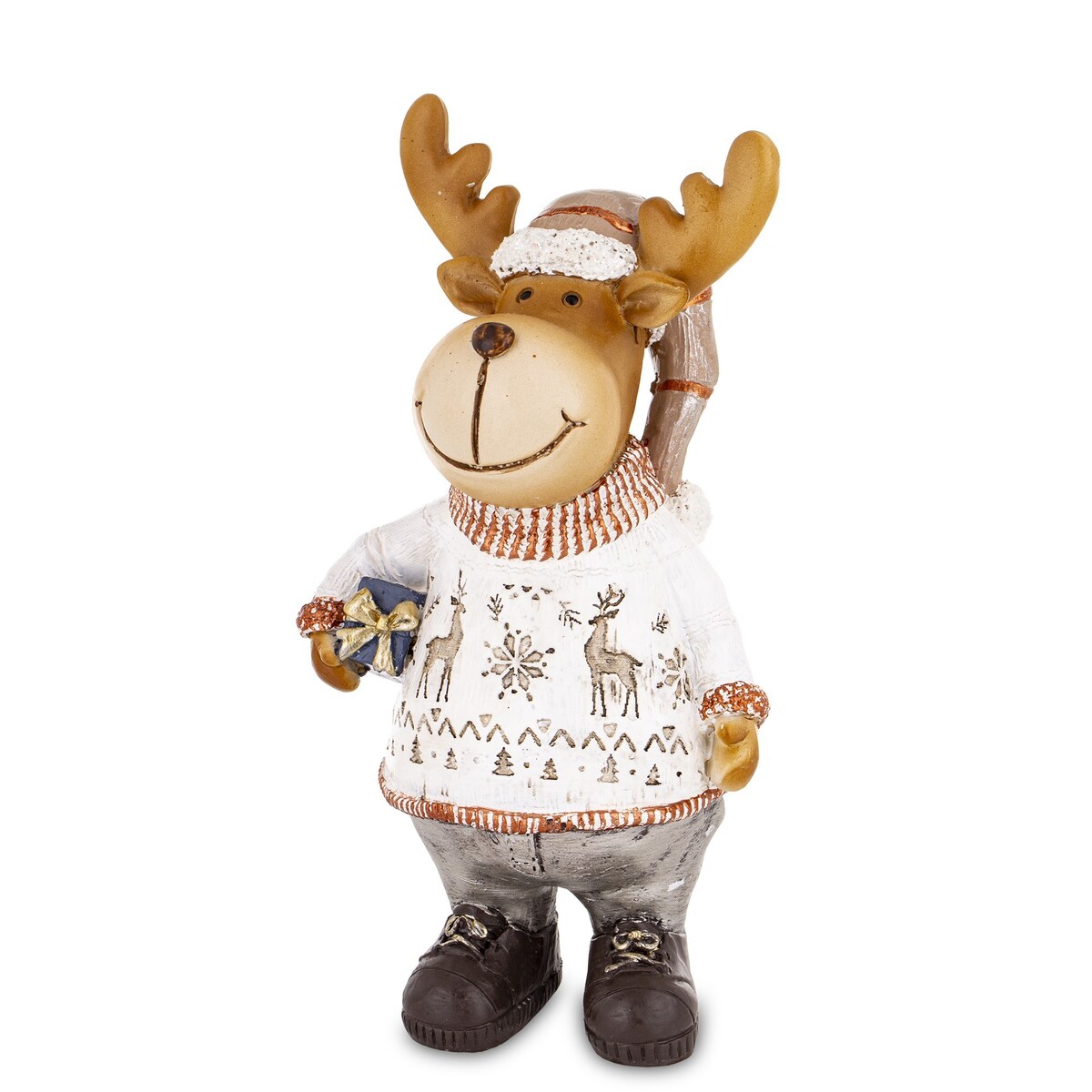 Figurka - łoś 17,5x9x7 cm ALCE w białym sweterku