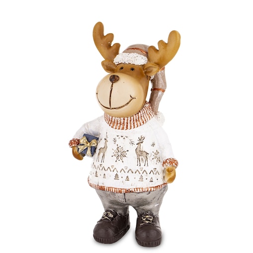 Figurka - łoś 17,5x9x7 cm ALCE w białym sweterku