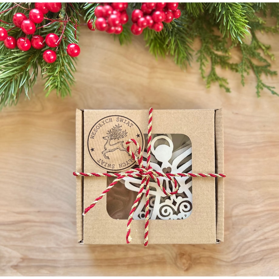 Zawieszki choinkowe ANIOŁY zestaw 3 sztuk OZDOBNE opakowanie prezent