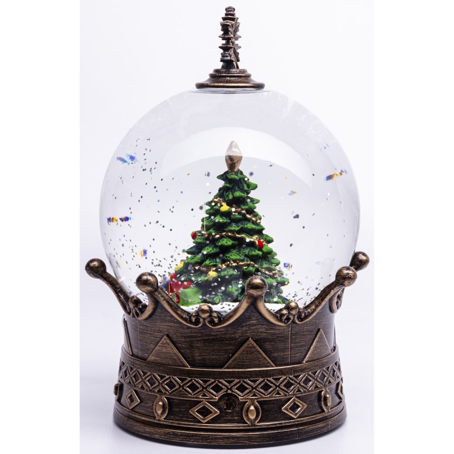 Szklana kula śnieżna z pozytywką 19x12x12 cm LED NATALE