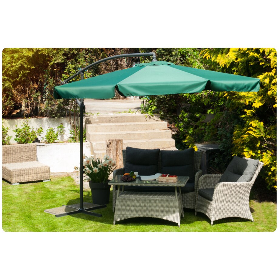 Parasol ogrodowy składany z wysięgnikiem 6 segmentów ø350cm zielony Plonos