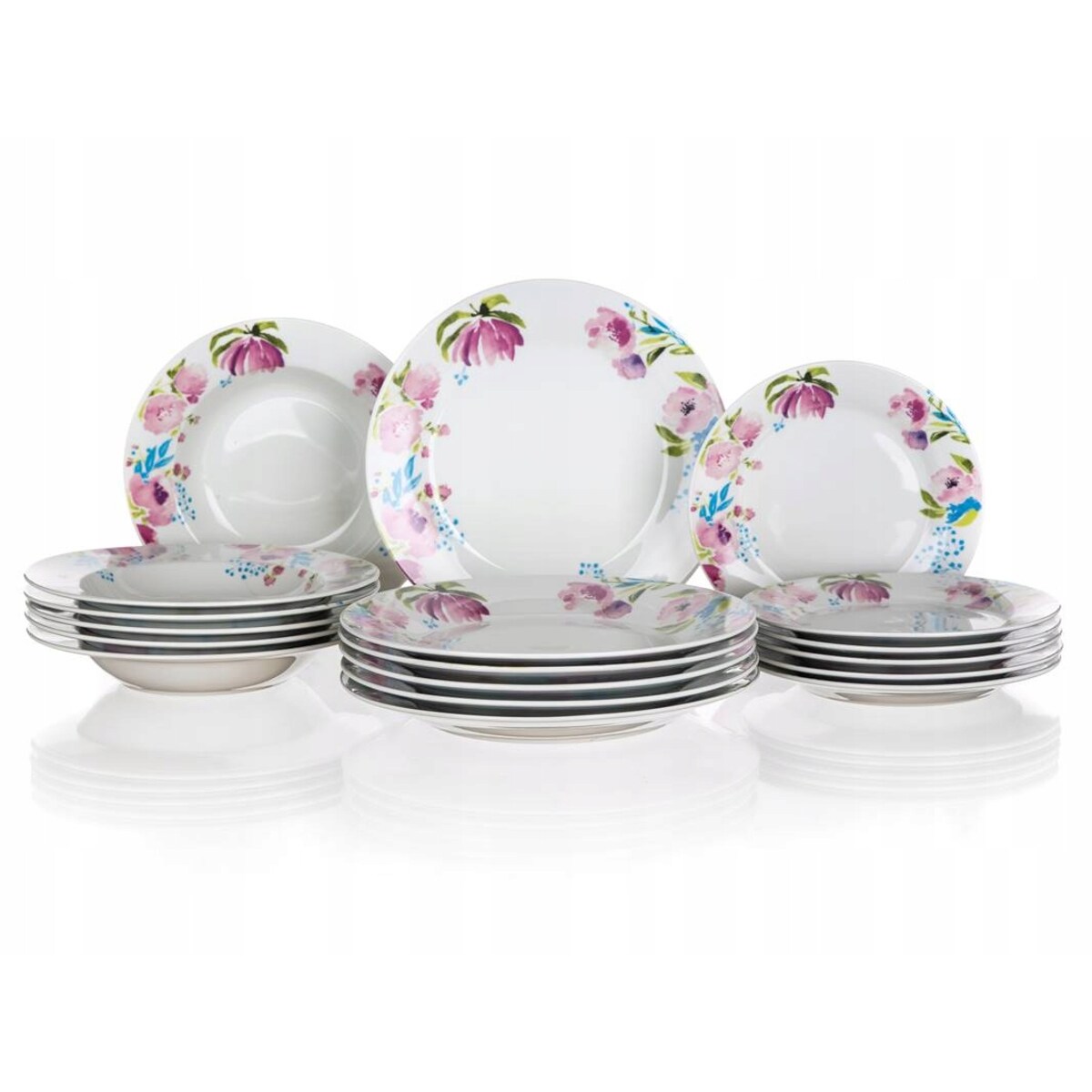TALERZE OBIADOWE BANQUET kwiaty okrągłe jadalnia na prezent jedzenie 18elem