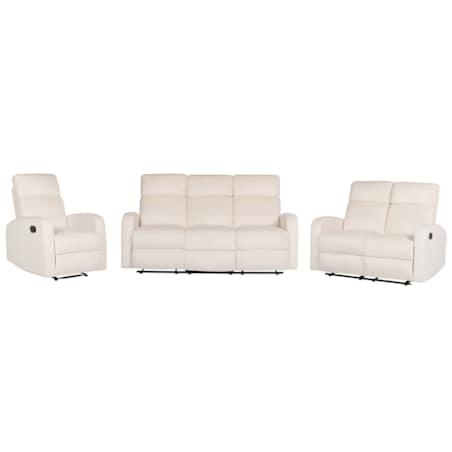 Komplet wypoczynkowy z manualną funkcją relaksu 6-osobowy welurowy biały VERDAL