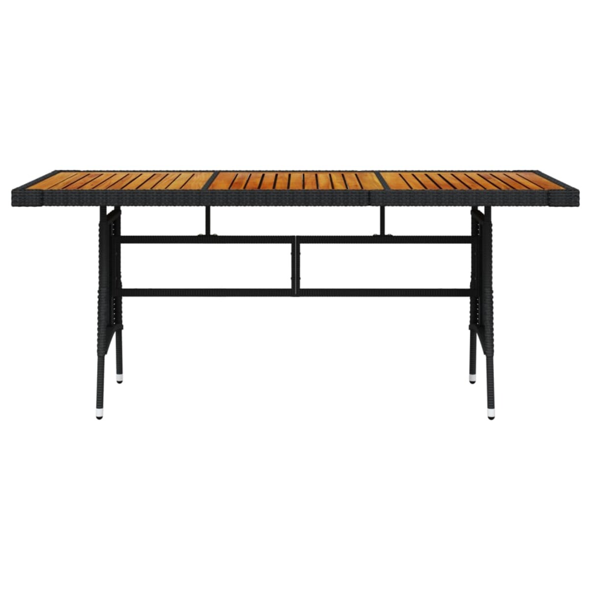 vidaXL Stół ogrodowy, czarny 160x70x72 cm, rattan PE i drewno akacjowe