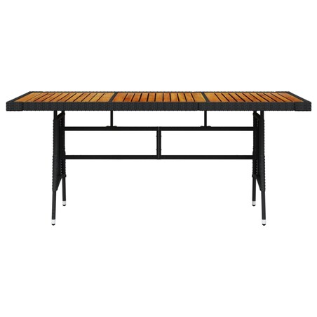 vidaXL Stół ogrodowy, czarny 160x70x72 cm, rattan PE i drewno akacjowe