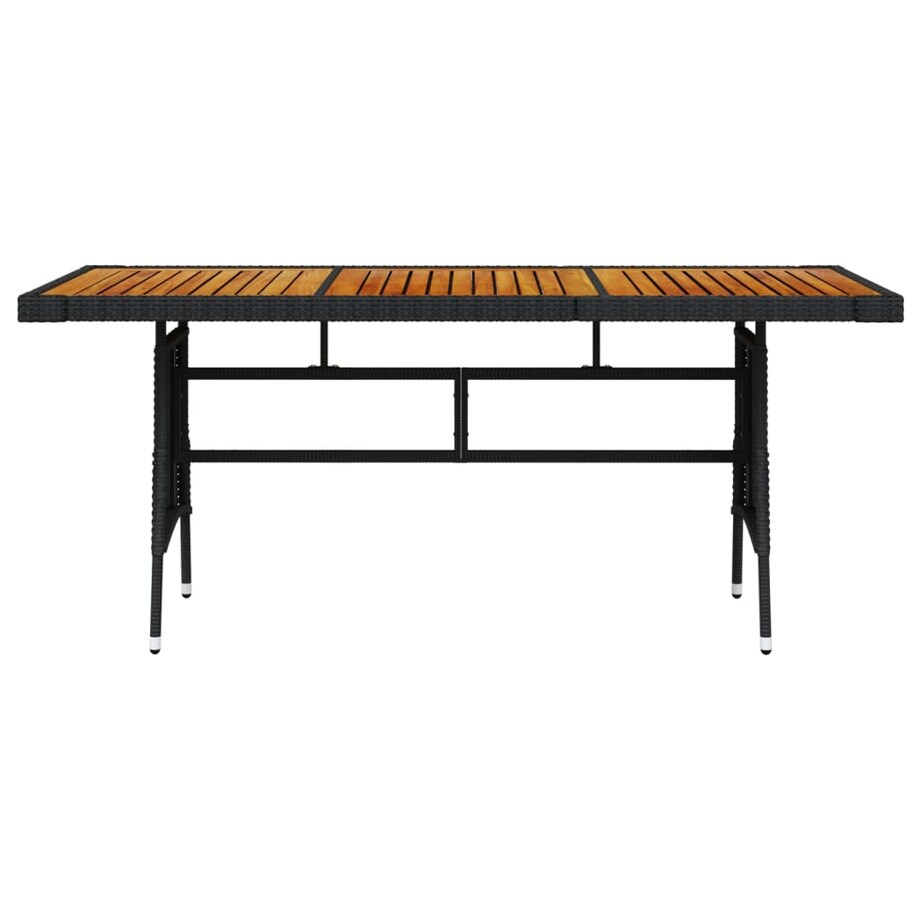 vidaXL Stół ogrodowy, czarny 160x70x72 cm, rattan PE i drewno akacjowe