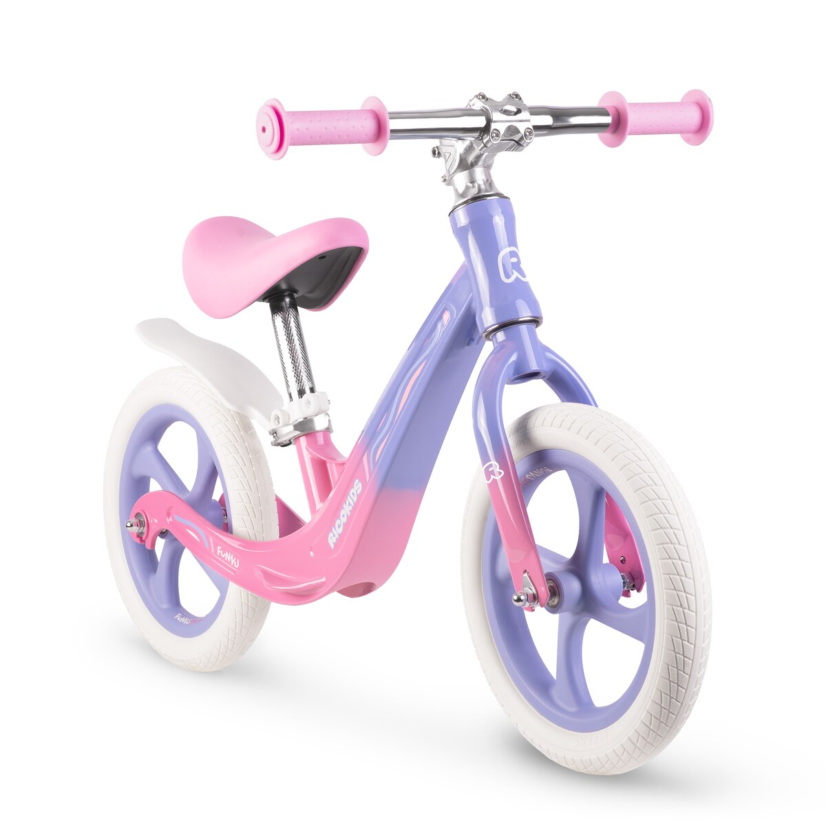 Rowerek biegowy dla dzieci magnesium Ricokids różowo-fioletowy Funnu 760502