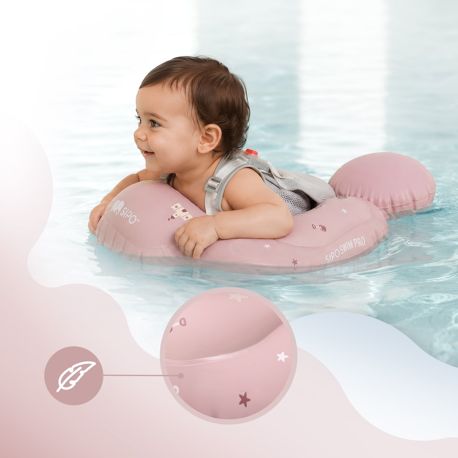 Sipo, Swim Pro, Dmuchane Koło Do Nauki Pływania Dla Niemowląt I Dzieci, Koło Treningowe, 6-36 Miesięcy, 11-18 Kg, Różowe