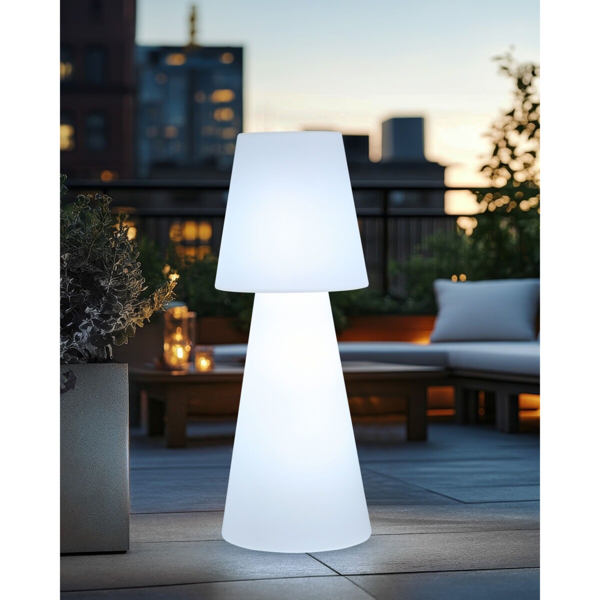 Lampa ogrodowa stojąca LED SABANAS Z pilotem Biały