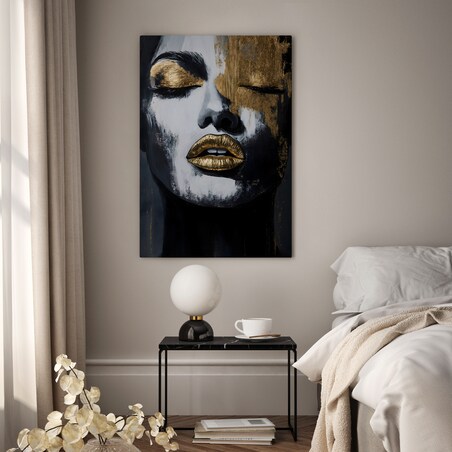 OBRAZ NA PŁÓTNIE DO SALONU PORTRET KOBIETY STYL GLAMOUR ABSTRAKCJA 80x120cm