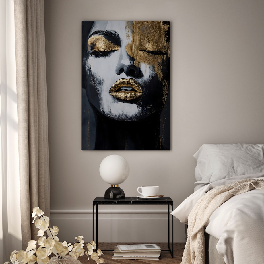 OBRAZ NA PŁÓTNIE DO SALONU PORTRET KOBIETY STYL GLAMOUR ABSTRAKCJA 80x120cm