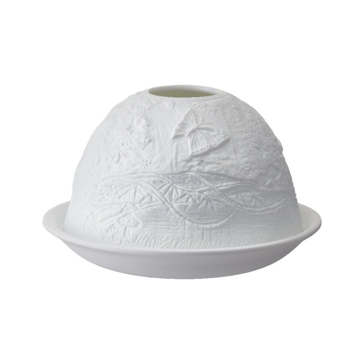 VILLA ITALIA Lampion porcelanowy na tealight z wkładem LED 7,5 cm MOTYL