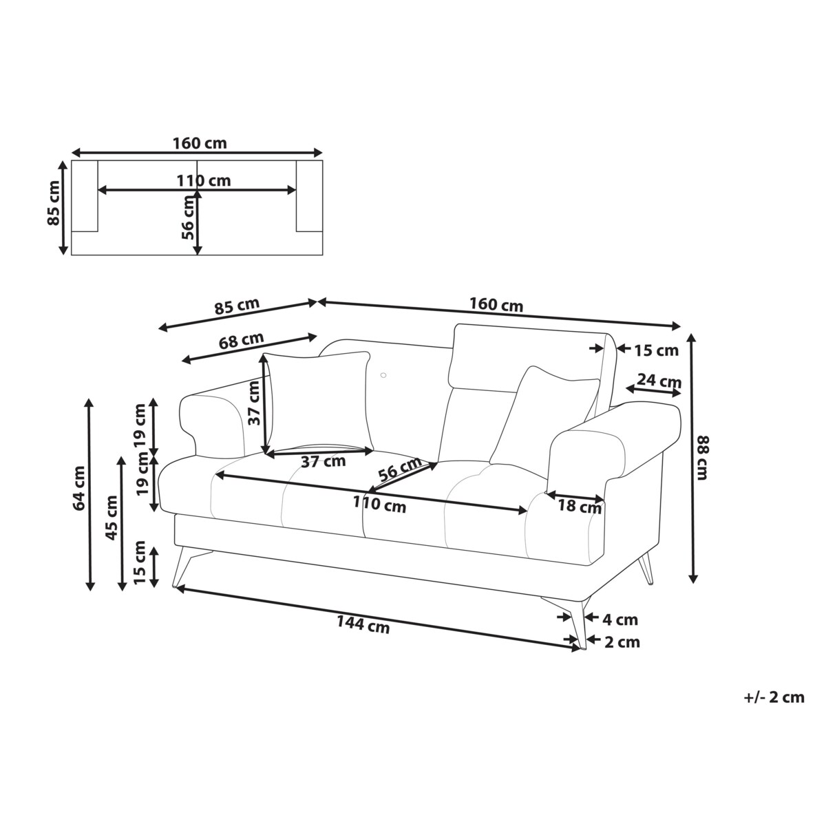 Sofa 2-osobowa jasnobrązowa SKIVE