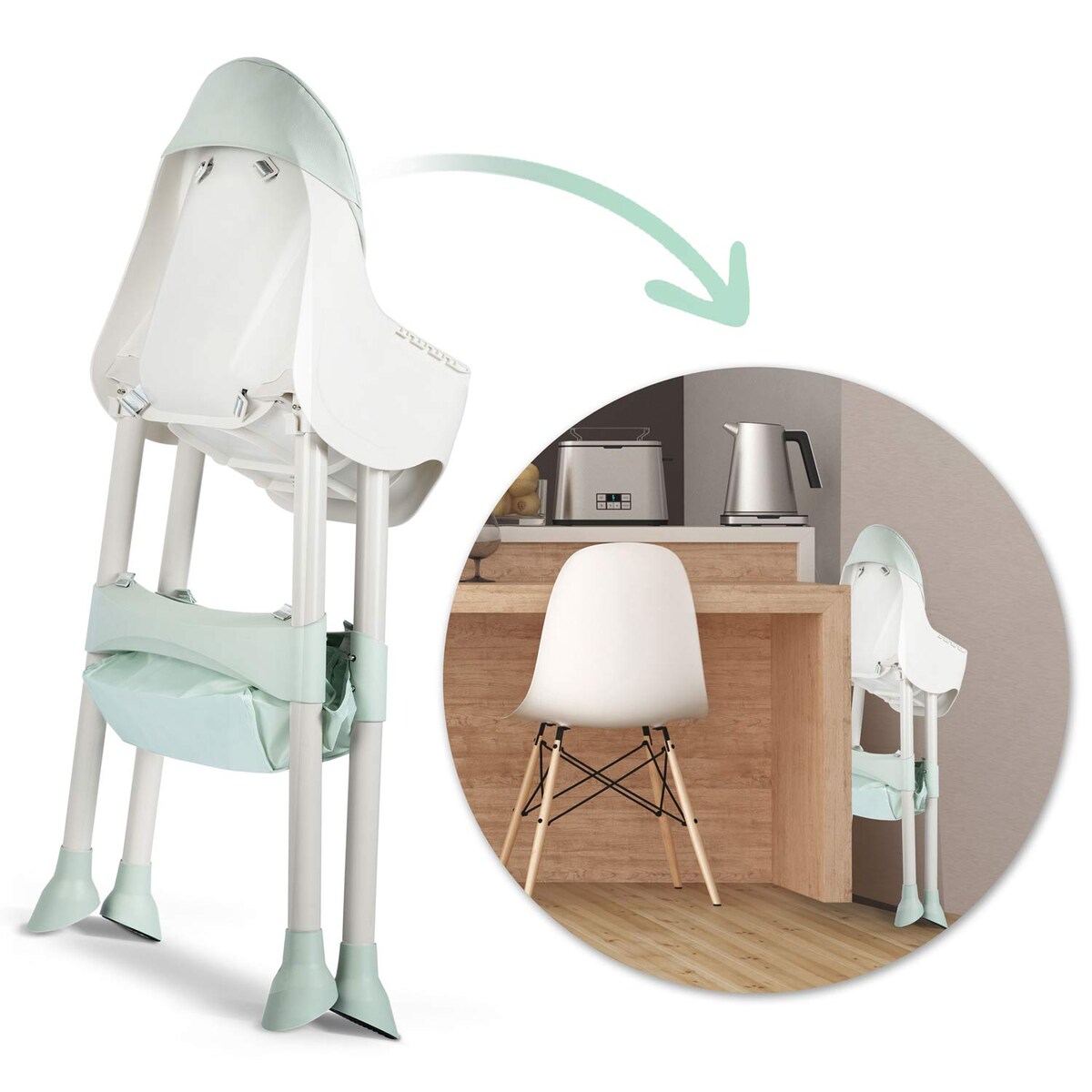 Krzesełko do karmienia dla dzieci Ricokids Milo składane zielone 700001