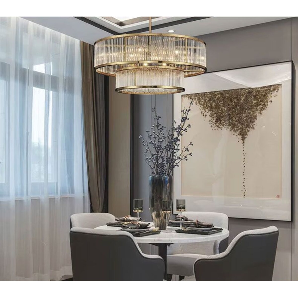 Lampa sufitowa wisząca kryształowa złota 8xE14 APP1562-8CP