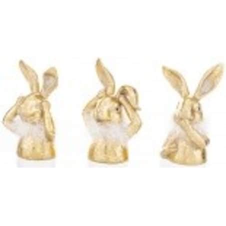 Dekoracja - 3 złote króliki - nie widzę, nie słyszę, nie mówię 16,5x10x6 cm