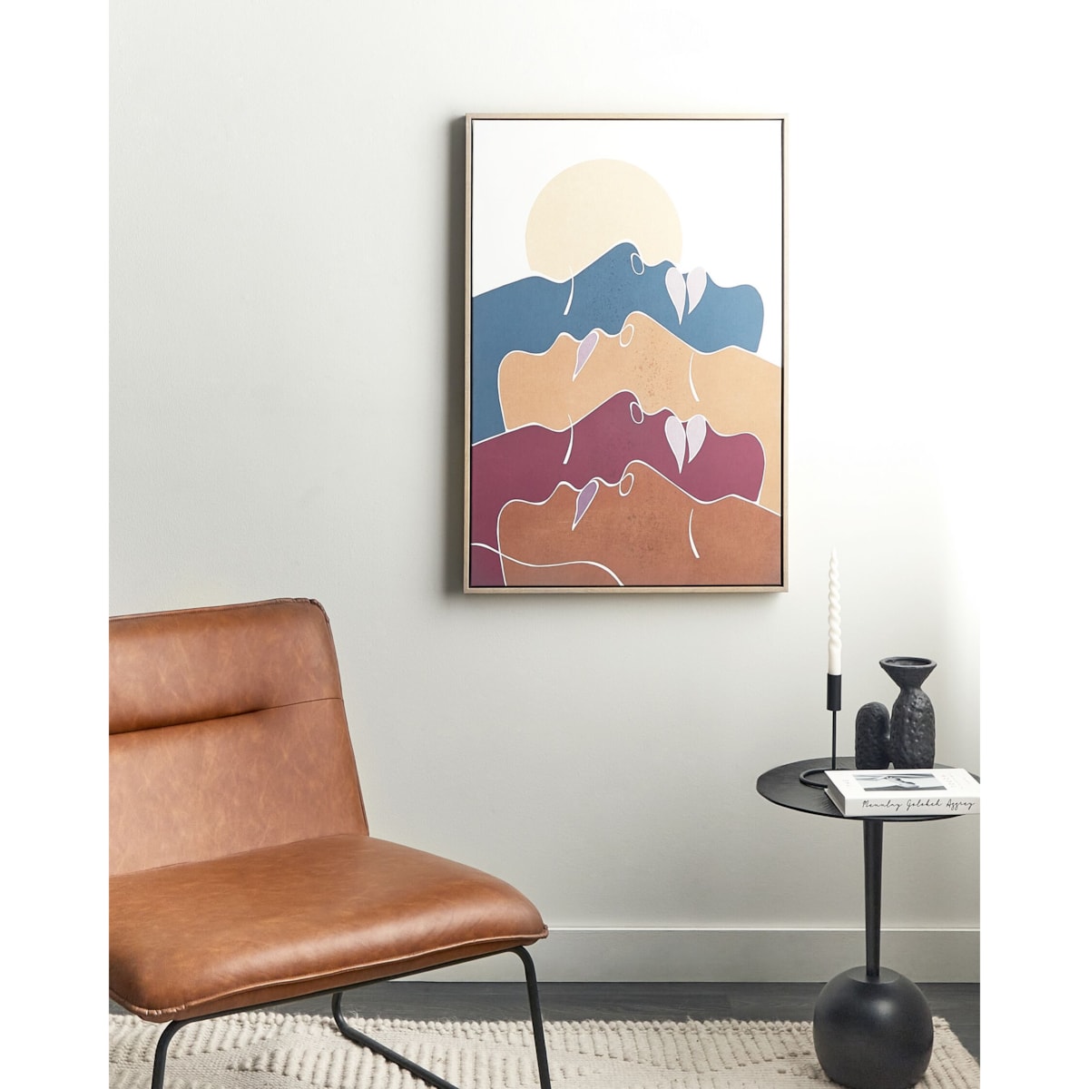 Obraz na płótnie w ramie abstrakcyjny 63 x 93 cm wielokolorowy FASANO