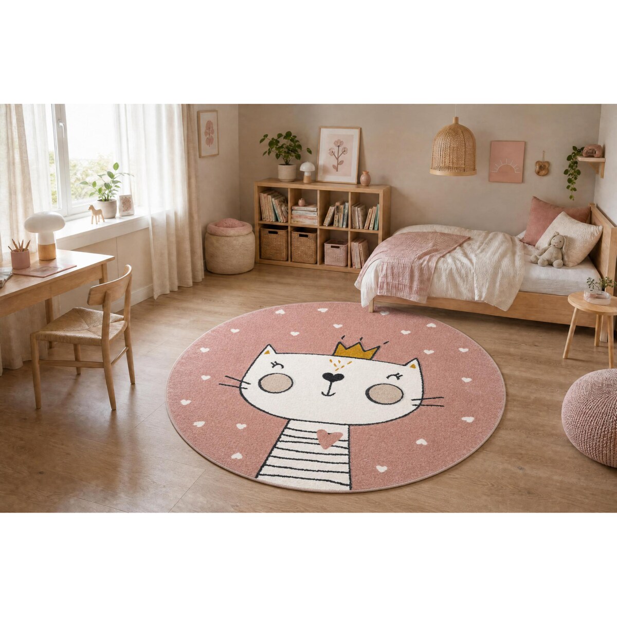Dywan KIDDO 6106 koło jasny róż / biały koło 120 cm