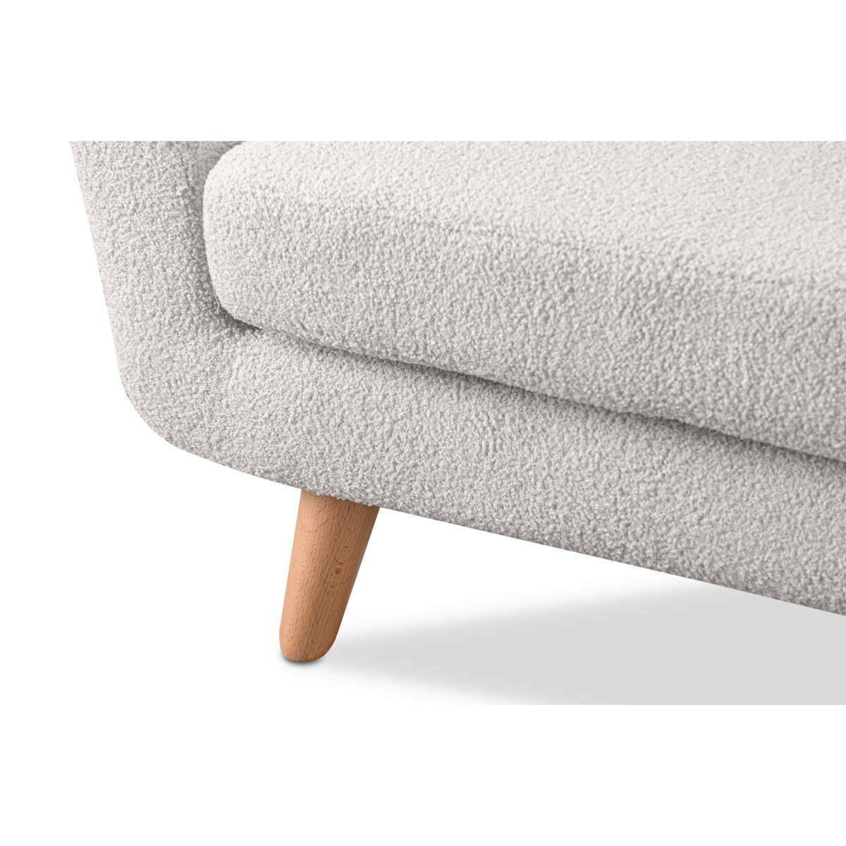 KONSIMO TAGIO Biały skandynawski fotel z tkaniny jagnięcej