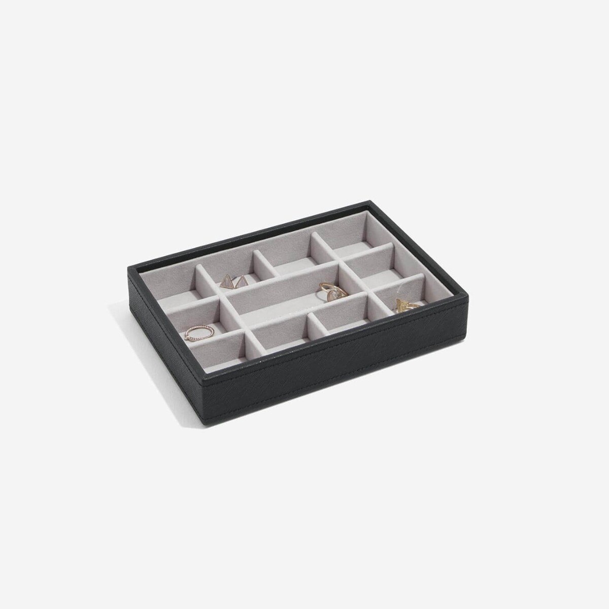 Szkatułka na biżuterię Stackers 11 komorowa mini czarna velvet