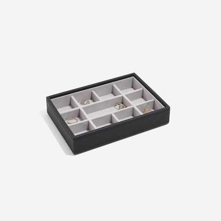 Szkatułka na biżuterię Stackers 11 komorowa mini czarna velvet