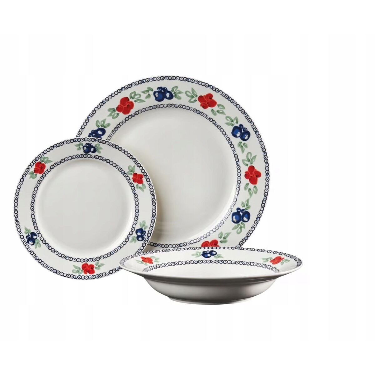 KOMPLET OBIADOWY dla 6 osób FOLKLOR talerze na jedzenie obiad serwis box