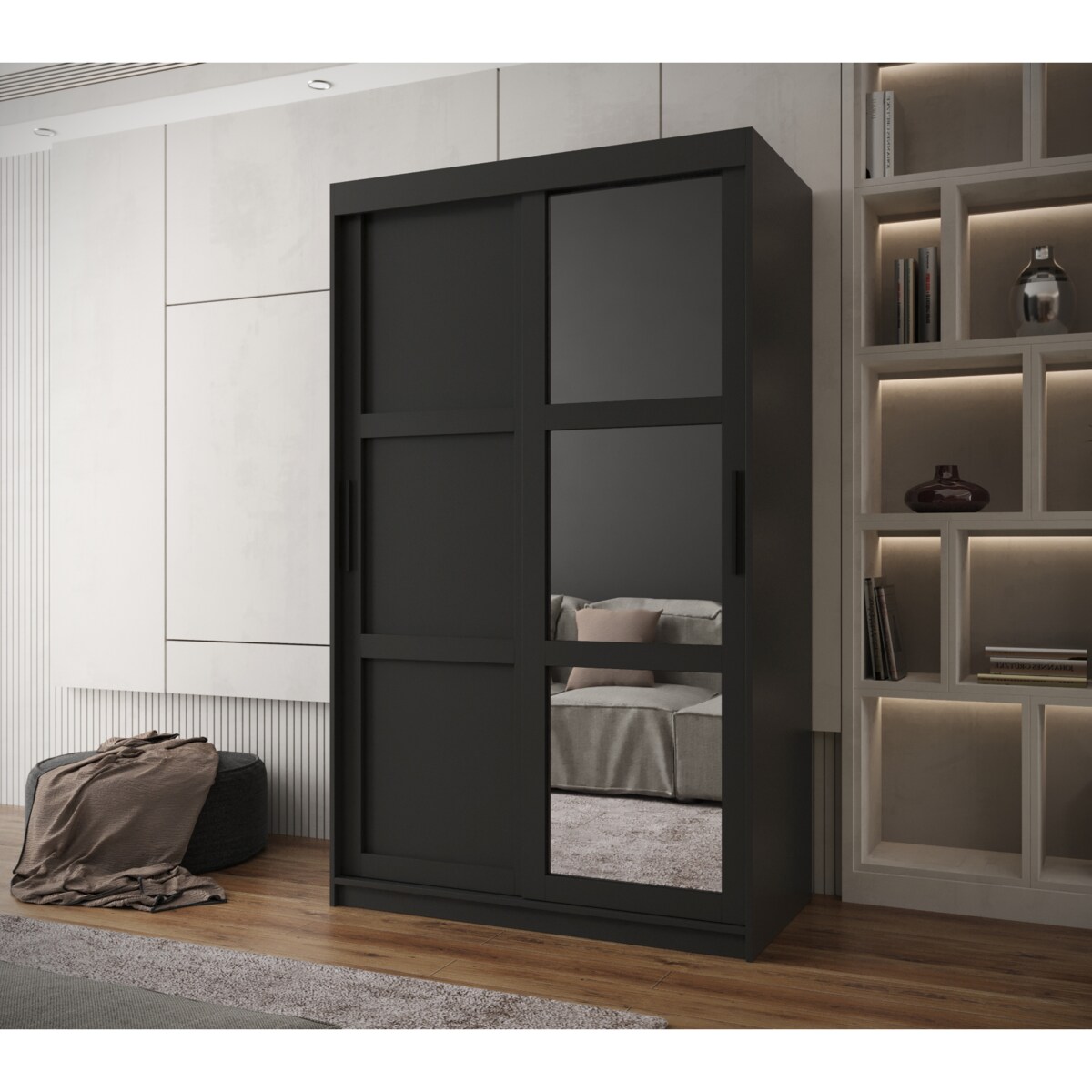 Szafa przesuwna Garderoba MIROR 3 120 czarny