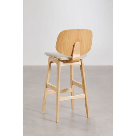 Krzesło barowe z drewna kauczukowego naturalne Canada 2 szt. 65 cm